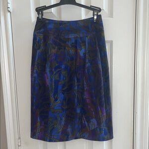 Linda Allard by Ellen Tracy Blue & Purple Vintage Wrap Skirt 100% Silk